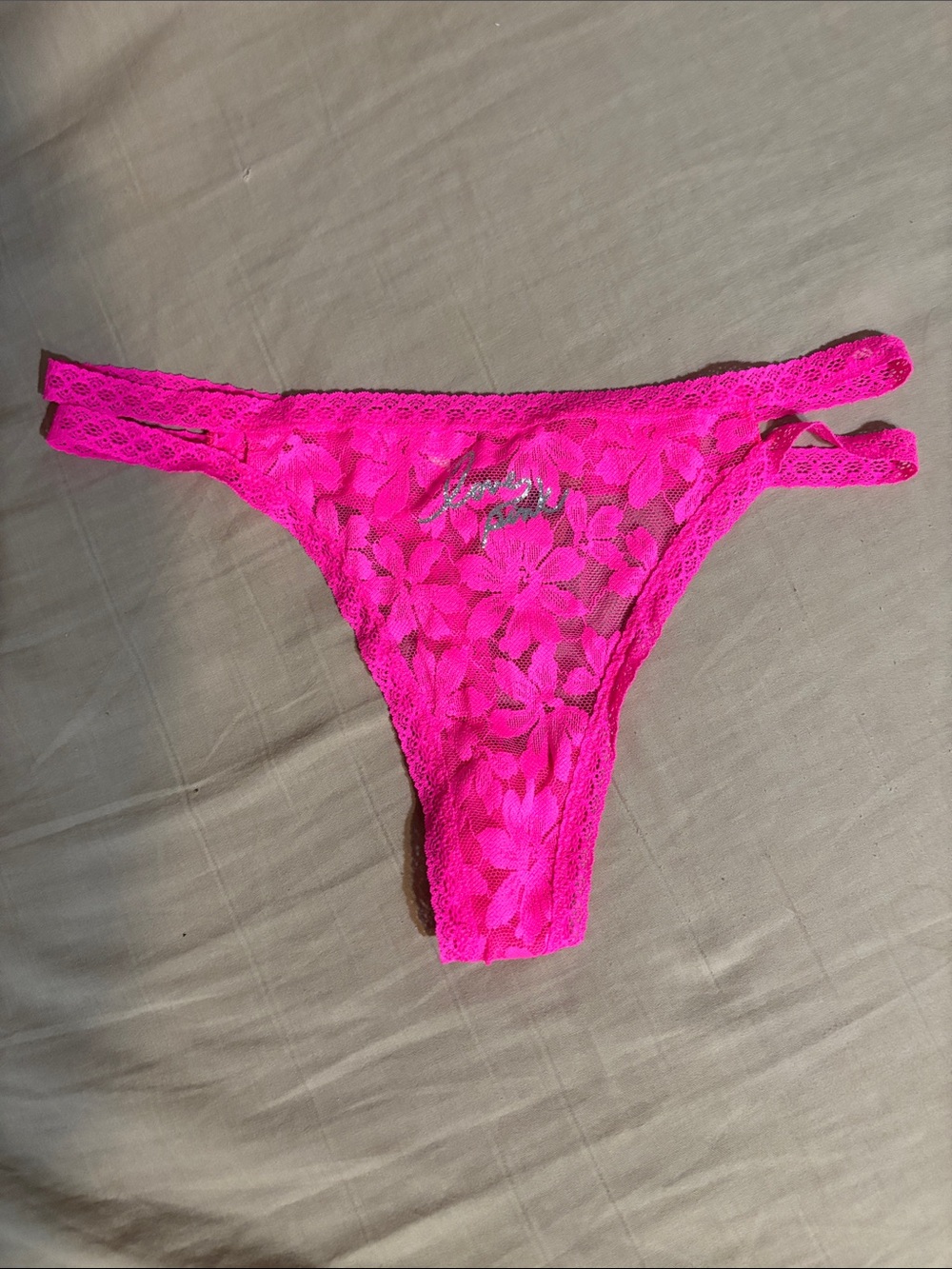 Hot Pink Lace Thong- Pink